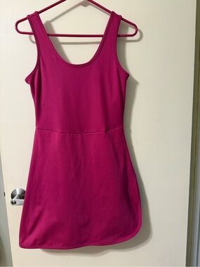 Balance Collection Fuchsia Scoop Neck Mini Sport Dress w/built in  shorts & bra
